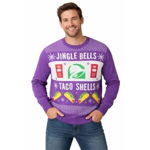 Taco Bell Jingle Bells Taco Shells Ugly Christmas Sweater Size‎ L